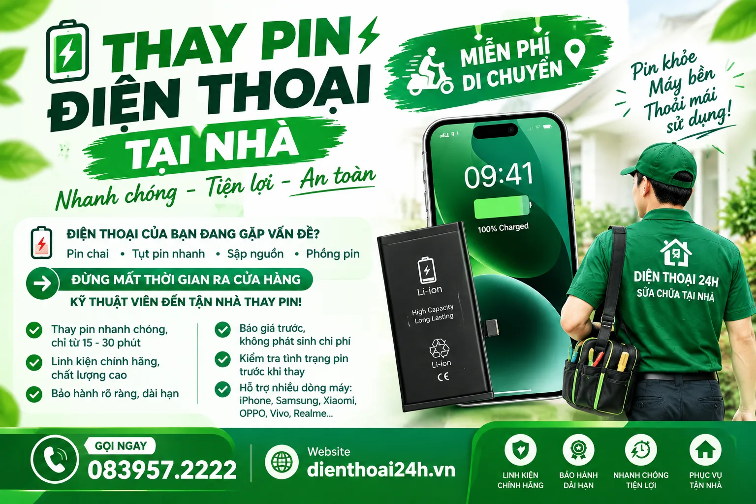 🌟 THAY PIN – THAY MÀN HÌNH ĐIỆN THOẠI TẠI NHÀ 🌟