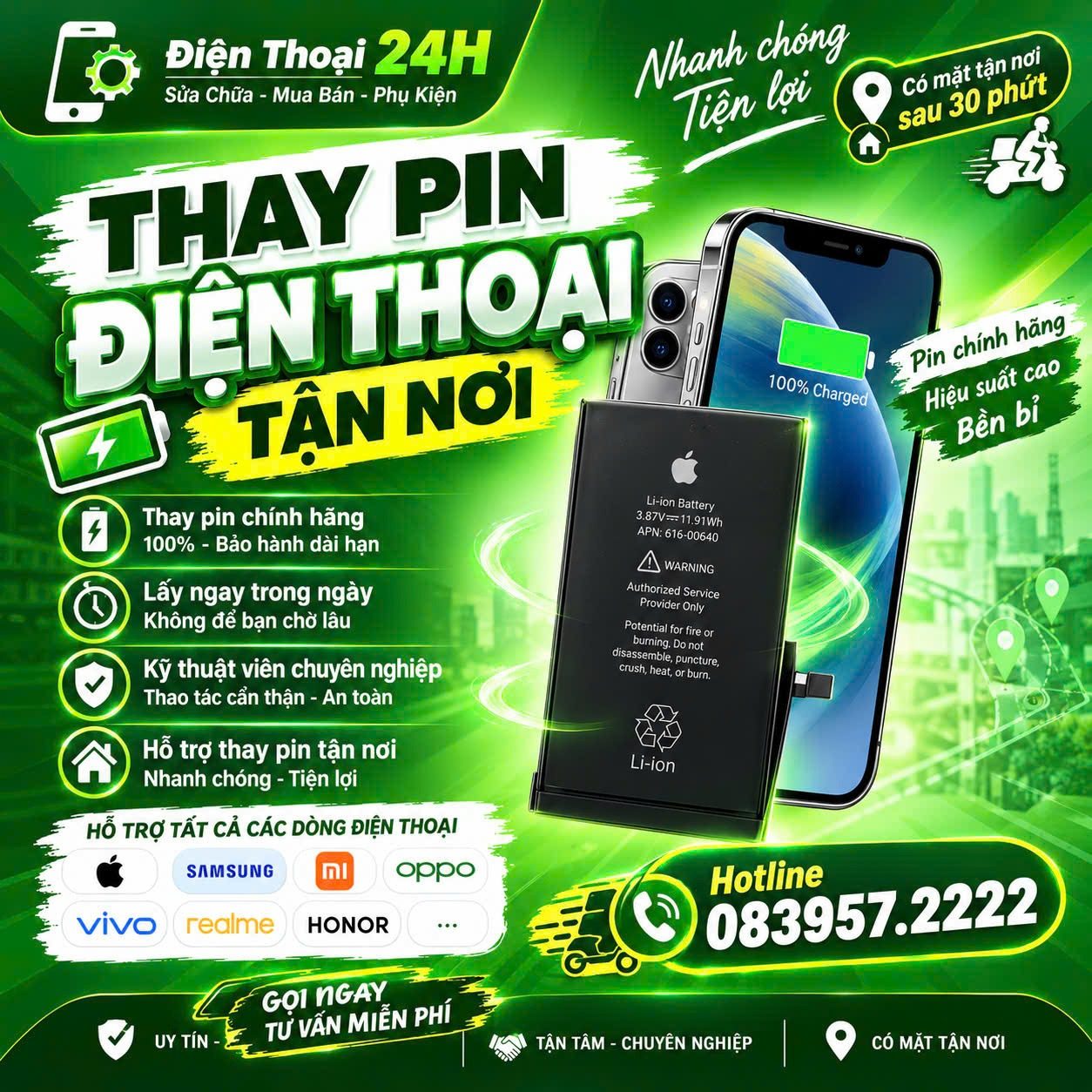 🔋 THAY PIN ĐIỆN THOẠI TẠI NHÀ – KHÔNG CẦN ĐI ĐÂU! 📱